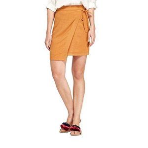 A New Day mustard orange faux wrap mini skirt, L